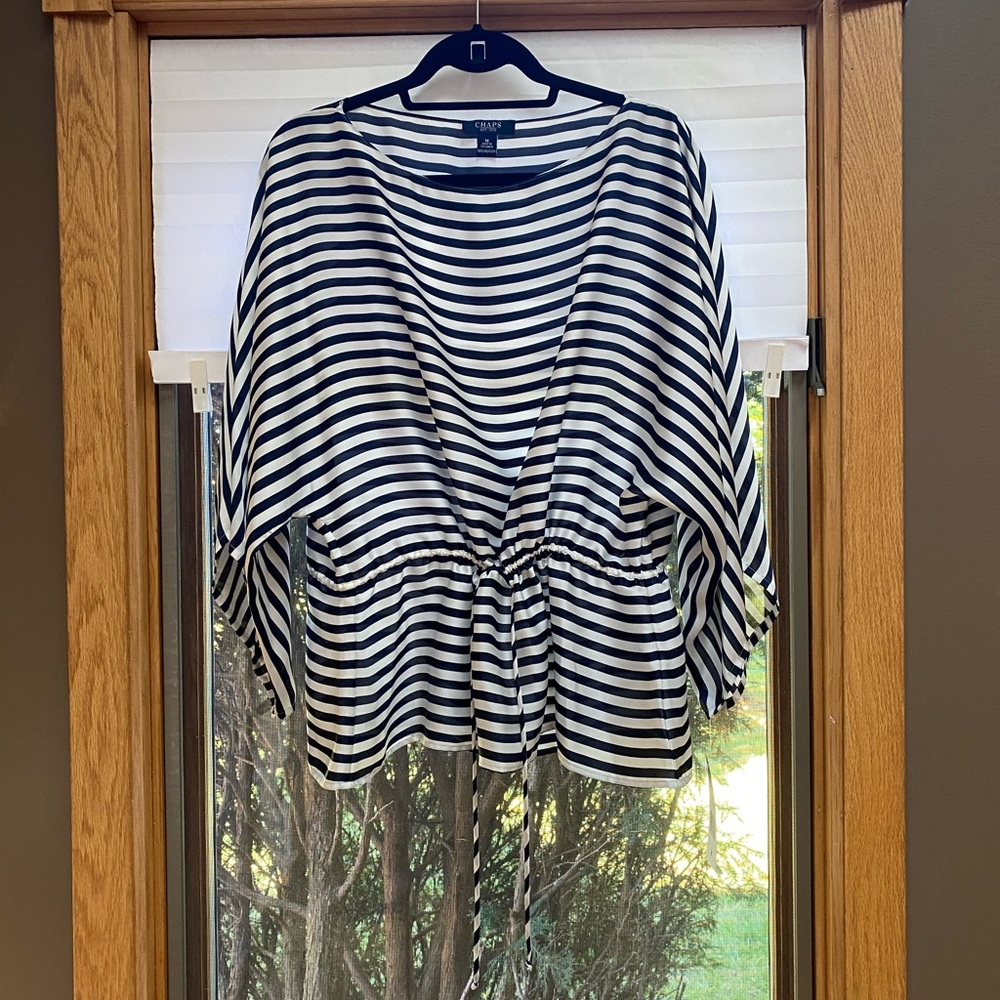 Cute Blue and White Stripe Chaps Blouse